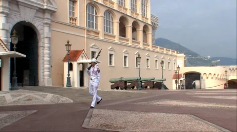 Monte Carlo, Monaco, Palace Guard Patrolling Video stock 40773741