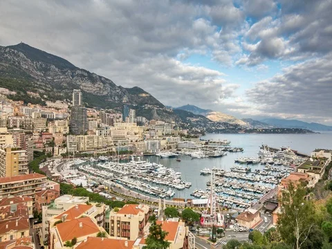 Monte Carlo, Monaco. Panoramic view. Clouds move across the sky. Stock Footage 84438400