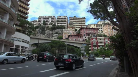 MONTE CARLO,Cityscape of Monaco with traffic in the boulevard Albert first,50fps Stock Footage 67604605