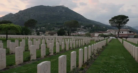 Monte Cassino militar cementery for Second World war allied soldiers Stock Footage 247172766