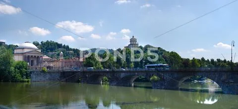 Monte dei cappuccini and gran madre church, turin Stock Photos