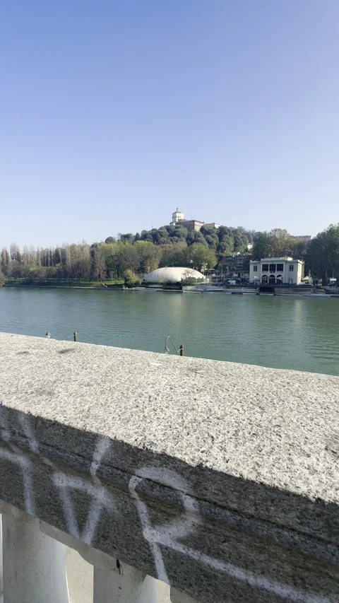 Monte dei Cappuccini View from Po Riverbank in Turin Stock-Footage 291692473