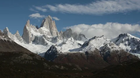 Monte Fitz Roy with a Blue Sky Stock Footage 89680690