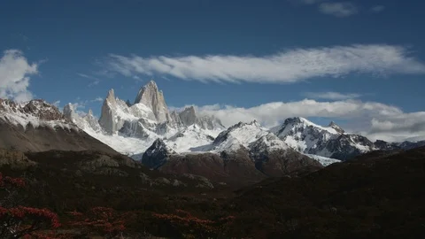Monte Fitz Roy with a Blue Sky Stock Footage 89680695