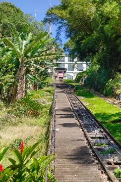 Monte Serrat Funicular cable railway in Santos, Brazil Stock Photos