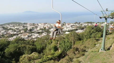 Monte solara funicular on the island of capri, italy Stock Footage 45196563