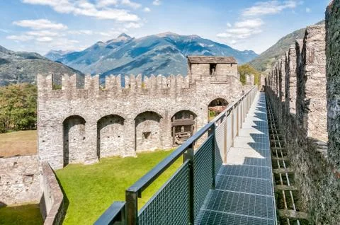 Montebello Castle of Bellinzona Stock Photos