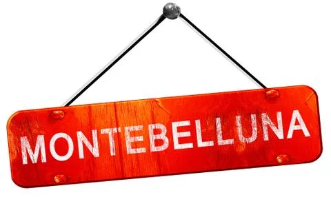 Montebelluna, 3D rendering, a red hanging sign Stock Illustration
