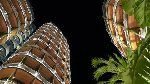 Montecarlo buildings at night, skyward view Vídeos de archivo 263131353