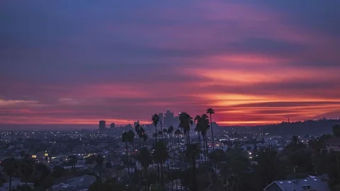 Montecito Heights Nice Burn Sunset 420 pics 3 sec int 01-17-18 420 4KUHD 29.9 Stock Footage 85299186