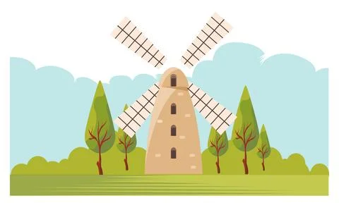 Montefiore windmill israel isolated vector Stock Illustration