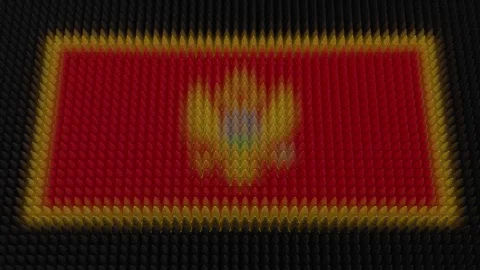 Montenegrin Flag Light Shining on Scrolling Bullets Stock Footage 296778369