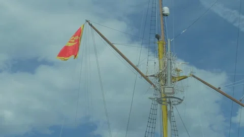 Montenegrin Flag Waving in the Wind Stock Footage 277486773