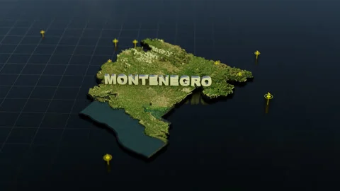 Montenegro 3D Map With Animation Stock Footage 308340772
