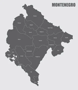 Montenegro administrative map Stock Illustration
