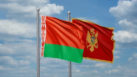 Montenegro and Belarus two flags Stock Footage 270078065