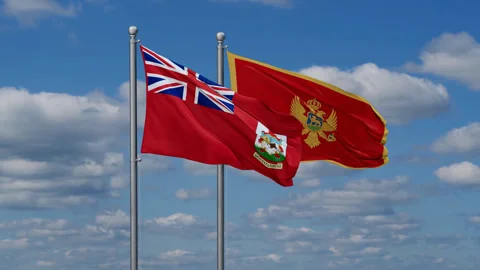 Montenegro and The Bermudas two flags Stock Footage 288117121