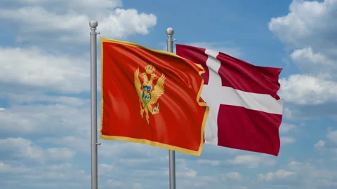 Montenegro and Denmark flags Stock Footage 272316202
