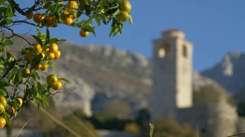 Montenegro, Bar. Clock Tower, Orange 66 Video stock 83775703