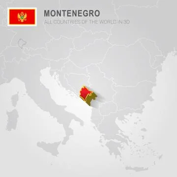 Montenegro drawn on gray map. Stock Illustration