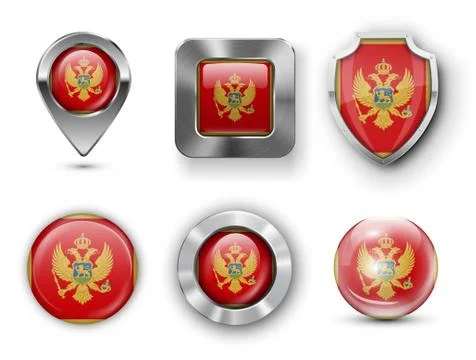 Montenegro Flag Badges Stock Illustration