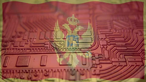 Montenegro flag with Bitcoin Cryptocurrency Stock Footage 166790873