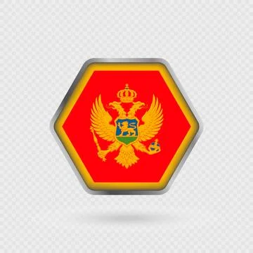 Montenegro flag in a hexagon frame. Stock Illustration