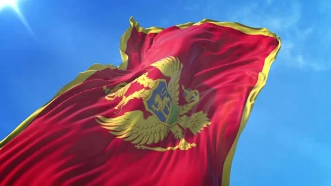 Montenegro Flag Low Angle View Stock Footage 295693181