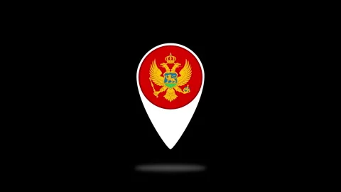 Montenegro flag marker bouncing on black background Stock Footage 320208537