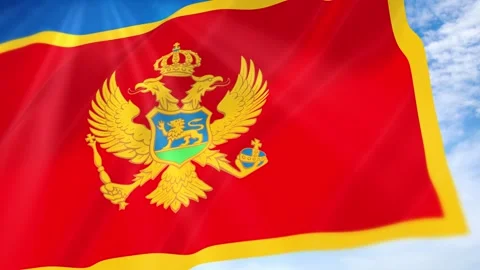 Montenegro Flag Seamless Loop 4k 60fps on Sky Background Stock Footage 341675489