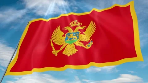 Montenegro Flag Seamless Loop 4k 60fps on Sky Background Stock Footage 341761300