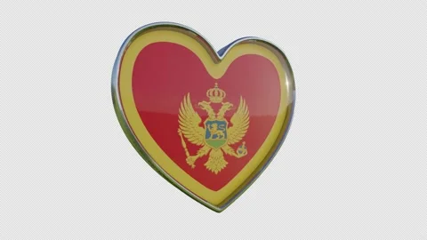 Montenegro Flag in the Shape of 3D Heart. Stock Footage 138923529