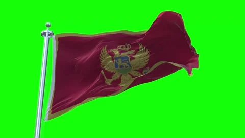 Montenegro Flag Waving in Loopable and Textured green screen background Stock Footage 296877007