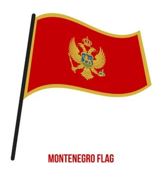 Montenegro Flag Waving Vector on White Background. Montenegro National Flag Stock Illustration
