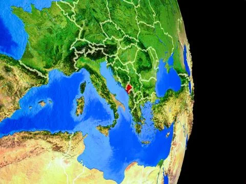 Montenegro on globe from space Stock Illustration