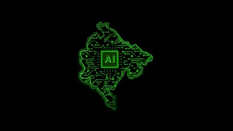 Montenegro Map AI Chipset Technology Opener Video stock 337081918