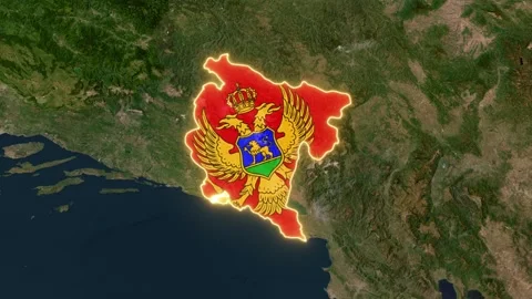 Montenegro Map and Flag Location Highlight Stock Footage 340897326