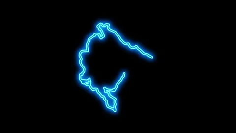 Montenegro Map Outline Neon Lights Stock Footage 332850101