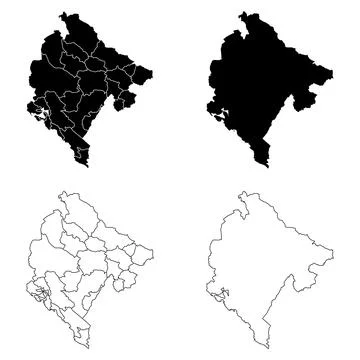 Montenegro Outline and Solid Fill Map Set. 스톡 일러스트