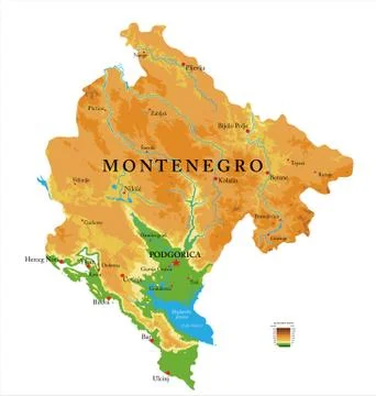 Montenegro physical map Stock Illustration