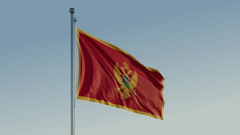 Montenegro Podgorica Flag loop Cinematic Realistic Waving Blue Sky 스톡 동영상 307704591