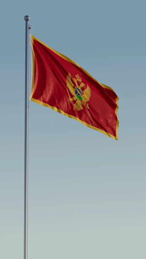 Montenegro Podgorica Flag Seamless Loop Cinematic Realistic Waving Blue Sky Stock Footage 320941713