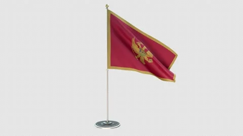 Montenegro Small Flag Pole Loops With Alpha Stock-Footage 162524218
