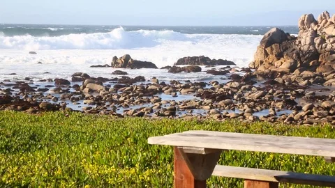 Monterey Waves Stock Footage 74253368