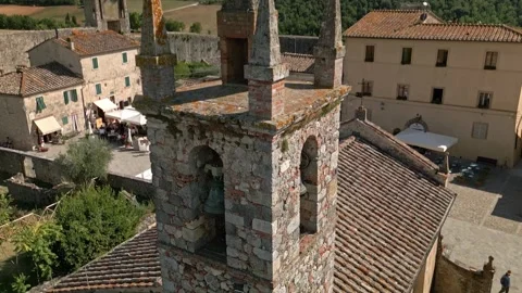 Monteriggioni 9 Drone View 4k bell tower Stock Footage 251909031