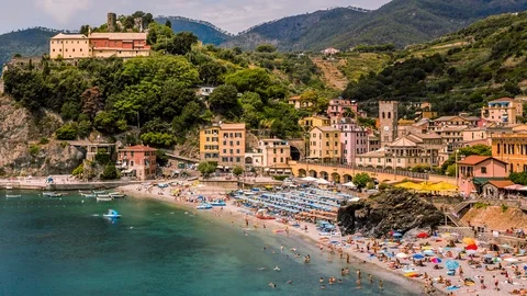 Monterosso al Mare, Cinque Terre, Italy time lapse Stockbeeldmateriaal 119046525