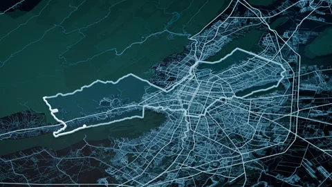 Monterrey Mexico Glowing Digital Map Animation 4K Stock Footage 340114459