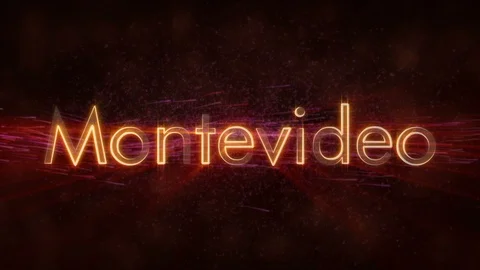 Montevideo - Shiny looping city name in Uruguay, text animation Stock Footage 99604043
