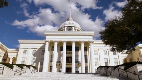 Montgomery, Alabama State Capitol (Pan Up) Stock Footage