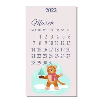 The month of the calendar is March Stock Illustration